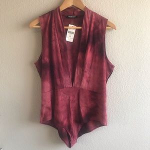 Burgundy tie dyed bodysuit